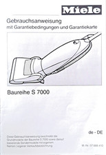 Miele Bedienungsanleitung, Gebrauchsanweisung - Staubsauger Baureihe S 7000