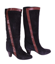 Caravelle Vintage Stiefel Slouch Boots Leder Suede Gr. 37 schwarz braun  PSH1005