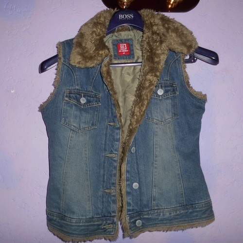 Jeansweste mit kunstfell - jeansweste,