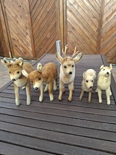  Steiff 3  Rehe mit Knopf  langes f ,u 2 m US Zone Fahne u Knopf Konvolut 