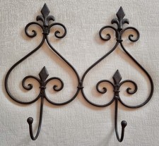 Wunderschöne Wandgarderobe 2 Kleiderhaken Ornamente rustikal Metall braun Shabby