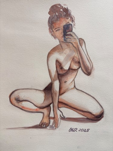 Original aquarell bild frau - original,