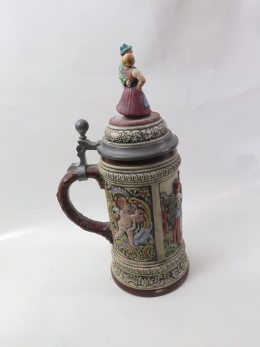 Old gerz bierkrug - bierkrug, zinndeckel