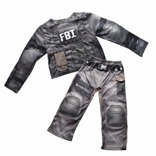 FBI-Kostüm 2-tlg Jungen Karneval Verkleidung Fasching Spezialeinheit Muskelshirt