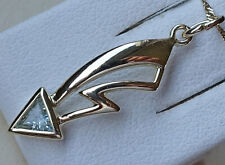 Blitz Pfeil ♦️ Gelbgold Anhänger aus 585 14kt Gold mit Blautopas Topas ♦️♦️ 8511