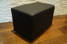 Schwarz Echtleder Hocker Sitzhocker Leder Sitzwürfel 60x40x40 Würfel Lederhocker