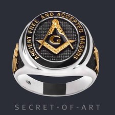 Freimaurer Ring 925 Silber 750