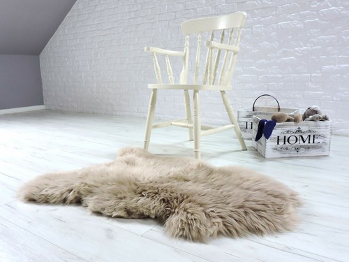 Echtes lammfell teppich - echtes, beige