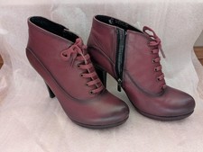 Elegante Stiefeletten Schnürung Plateau Herbst Halloween Bordeaux Rot Gr. 39