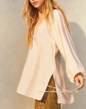 Satin bluse tunika beige - h&m,