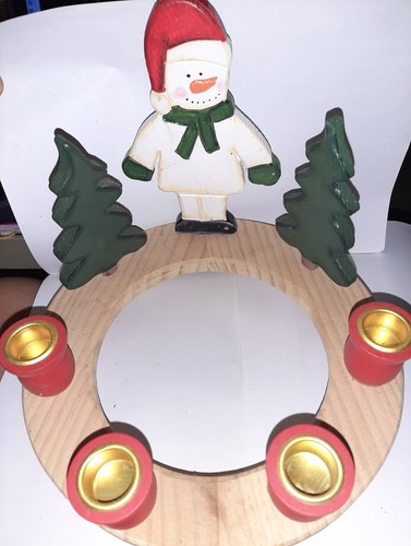 Adventskranz holz schneemann - adventskranz,