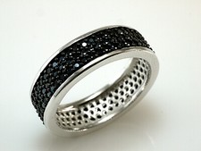 925 Silber Ring mit 200 schwarzen Zirkonia Steinen ganz umlaufend  Größe 50