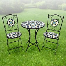 Mosaik Gartenset Gartenstühle Mosaiktisch wählbar Rustikal Rund klappbar