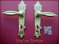 Antik Style Messing Poliert Türgriff BB72 Langschild Türklinke Jugendstil S43-1P