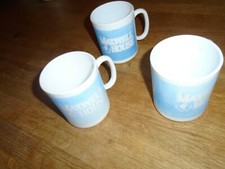 Kaffee/ Tee Becher 3 Tassen Keramik Arcorok Original Maxwell House weiß/ blau
