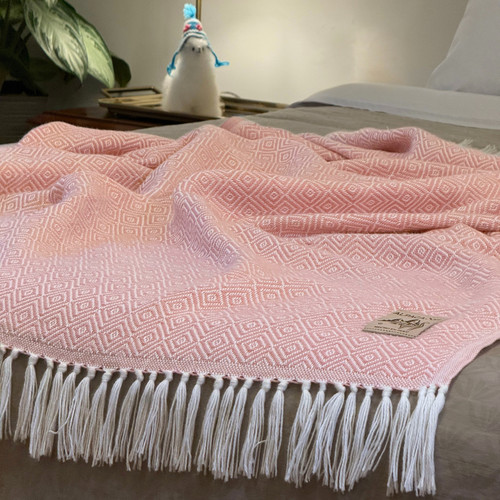 Alpaka wolldecke pink - wolldecke,