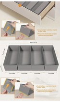 Schubladen Organizer 4er Set für IKEA Malm Kommode 80 cm 42x17x11 cm Textil grau