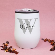 Thermobecher personalisiert mit Initiale & Name in weiß | Coffee to go Becher