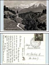 1958 Maria Gern mit Watzmann Kirche Bayern Bedarfspost Ramsau -> Hamburg