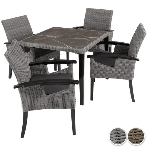 Alu rattan tisch 4 stühle - alu,