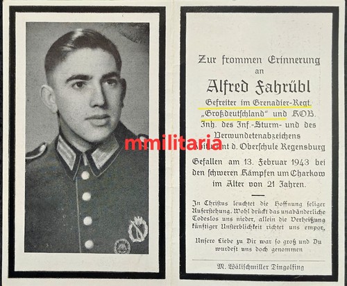 Sterbebild wwii gefreiter - wwii,