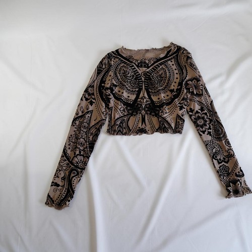 Cropped mesh langarmshirt - cropped,