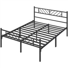 Metallbett 200 cm L × 140 cm B Bettrahmen mit Hohem Kopfteil wie Neu