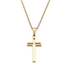 Kreuz Anhänger CUT OUT Massiv Edelstahl Silber Rose Gold Halskette Herren Damen