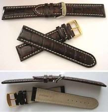 FLIEGER - CHRONOGRAPH - ECHTLEDERUHRBAND MIT ALLIGATORPRÄGUNG EDEL - BRAUN 20 mm