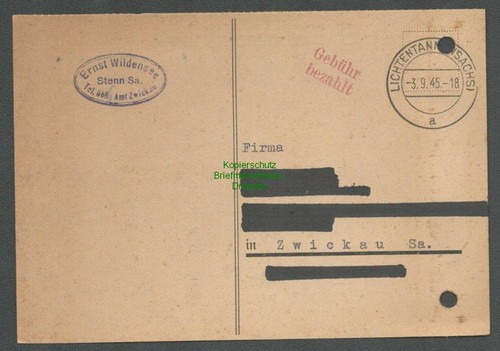 B5798 gebühr bezahlt 1945 - bezahlt,