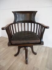 Antik XXL Schreibtischstuhl Drehstuhl England um 1900 Captain Desk Chair Nr.342
