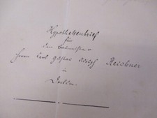 1899 Hypothekenbrief für den BAUMEISTER Karl Gustav Adolph REICHNER / Tharandt