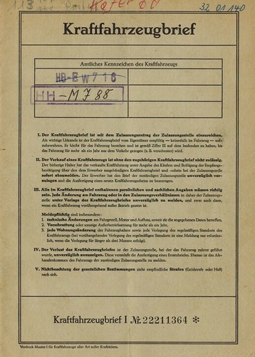 Rarität kfz brief - kfz, vw