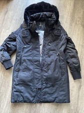 Greenstone Damen Mantel Jacke Größe 38 schwarz Kapuze Kunstfell  Anorak 13B4