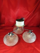 Alte Hochwertige Kugelleuchte Deckenlampe Metall Silber Noppen Glas (5093)