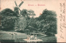 AK Bremen, Wallparthie Windmühle Entenhaus, gel. 1898 (3005A19)