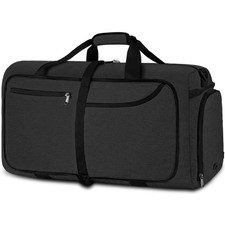 100L Reisetasche Leichte Sporttasche mit Schuhfach für Weekender Duffel Schwarz