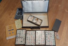 Altes Mah Jong im Stoffkoffer Asiatisch China Spielsteine Selten!