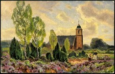 Heide Landschaft 1911 Künstlerkarte Olpe gelaufen Ak No.402