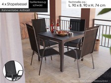 Gartenmöbel Set 5-tlg. Alu Tisch 4x Stapelsessel Essgruppe Gartenset Sitzgruppe