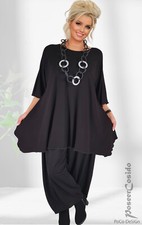 LAGENLOOK Long Shirt Tunika schwarz & weiß -LXL-XXL-XXXL 44 46 48 50 52 54 56 58