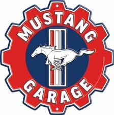 US Schild in Zahnradform: FORD Mustang Garage-  ca. 29 cm Durchmesser Pony V8