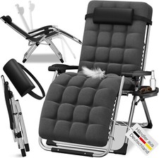 B-Ware ELONEO Liegestuhl klappbar inkl. Premium Polster, Sonnenliege wetterfest