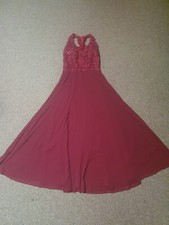 Ballkleid Abiball Hochzeit Brautjungfer Weinrot Bordeaux Rot Perlen Spitze...