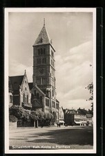 Schweinfurt, Katholische Kirche und Pfarrhaus, Ansichtskarte 