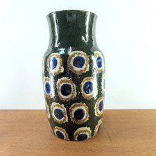 FRIEDRICH FESTERSEN BERLIN GRÜNE KERAMIKVASE 21CM JUGENDSTIL SCHWÄMMELDEKOR