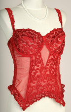 Hübscher Marie Jo Korsett Belgien Corsage mit Spitze sexy rot, Gr 80 B C  Bügel