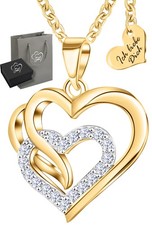 925 Silber Herzkette Gold Hals-Kette Herz Geschenk für Frauen Damen Freundin