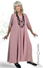 PoCo DeSiGn LAGENLOOK Jersey Kleid alt-rosa 44 46 48 50 52 54 56 58 XL-XXL-XXXL