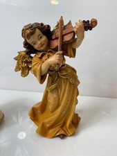 Engel Giotto mit Violine Holz geschnitzt Holzengel Handarbeit  vintage ~H: 20 Cm